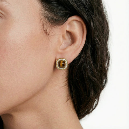 Golden Octagon Stud Earrings